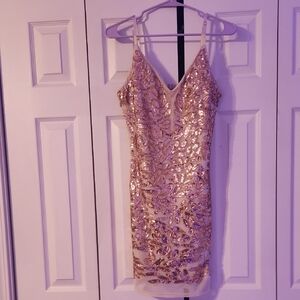 Haute Monde Gold Sequin Midi Dress